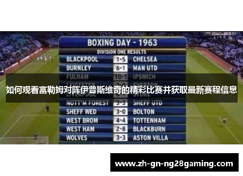 如何观看富勒姆对阵伊普斯维奇的精彩比赛并获取最新赛程信息