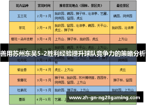 善用苏州东吴5-2胜利经验提升球队竞争力的策略分析
